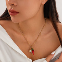 Thumbnail for Trendy Glass Chili Evil Eye Lucky Horseshoe Pendant Necklace - ArtGalleryZen