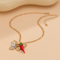 Thumbnail for Trendy Glass Chili Evil Eye Lucky Horseshoe Pendant Necklace - ArtGalleryZen
