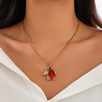 Thumbnail for Trendy Glass Chili Evil Eye Lucky Horseshoe Pendant Necklace - ArtGalleryZen