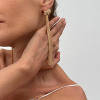 Thumbnail for Trendy Gold Silver Plated Chain Tassel Stud Earrings - ArtGalleryZen