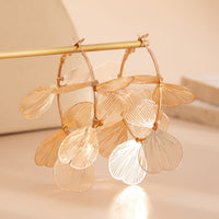 Thumbnail for Trendy Gold Silver Tone Ginkgo Leaf Charm Hoop Earrings - ArtGalleryZen