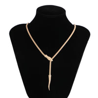 Thumbnail for Trendy Gold Silver Tone Snake Adjustable Necklace - ArtGalleryZen