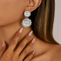 Thumbnail for Trendy Gold Silver Tone Sunflower Dangle Earrings - ArtGalleryZen