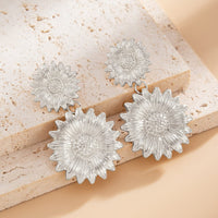 Thumbnail for Trendy Gold Silver Tone Sunflower Dangle Earrings - ArtGalleryZen