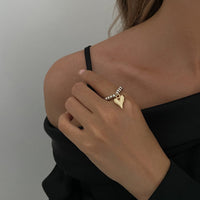 Thumbnail for Trendy Heart Dangle Beaded Ring - ArtGalleryZen