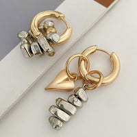 Thumbnail for Trendy Heart Irregular Beaded Dangle Huggie Hoop Earrings - ArtGalleryZen