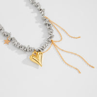 Thumbnail for Trendy Heart Pendant Irregular Beaded Tassel Chain Necklace - ArtGalleryZen