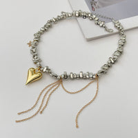 Thumbnail for Trendy Heart Pendant Irregular Beaded Tassel Chain Necklace - ArtGalleryZen