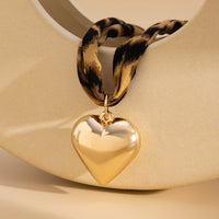 Thumbnail for Trendy Heart Pendant Leopard Choker Necklace - ArtGalleryZen