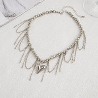 Thumbnail for Trendy Heart Tassel Ball Chain Necklace - ArtGalleryZen