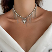 Thumbnail for Trendy Heart Tassel Ball Chain Necklace - ArtGalleryZen