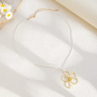 Thumbnail for Trendy Hollow Flower Pendant Wax Cord String Necklace - ArtGalleryZen