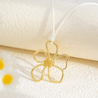 Thumbnail for Trendy Hollow Flower Pendant Wax Cord String Necklace - ArtGalleryZen