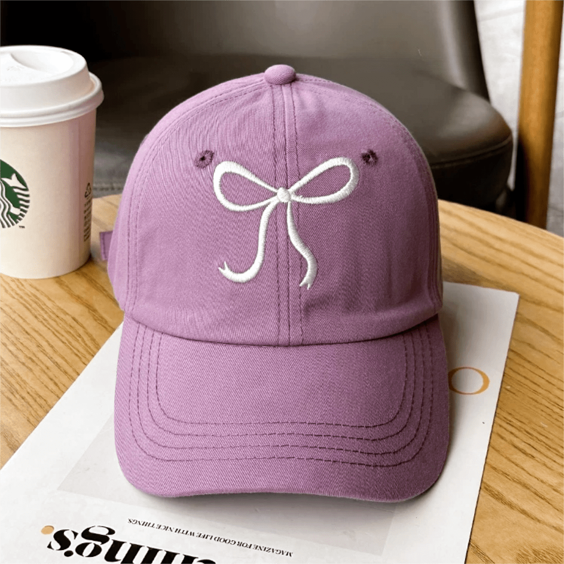 Trendy Korean Embroidered Bowknot Adjustable Baseball Cap - ArtGalleryZen