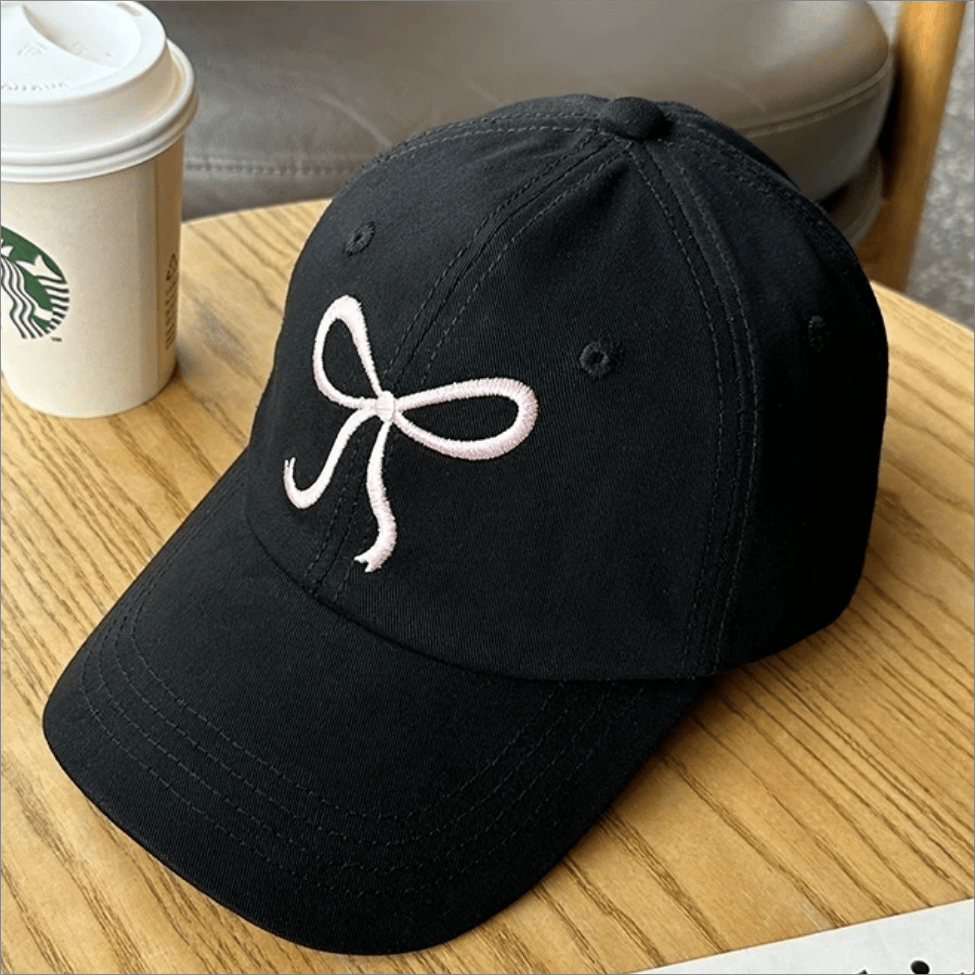 Trendy Korean Embroidered Bowknot Adjustable Baseball Cap - ArtGalleryZen