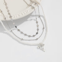 Thumbnail for Trendy Layered Bowknot Charm Star Pearl Chain Necklace Set - ArtGalleryZen