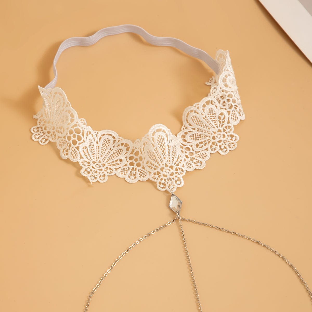 Trendy Layered Crystal Charm Elastic Lace Thigh Leg Chain - ArtGalleryZen