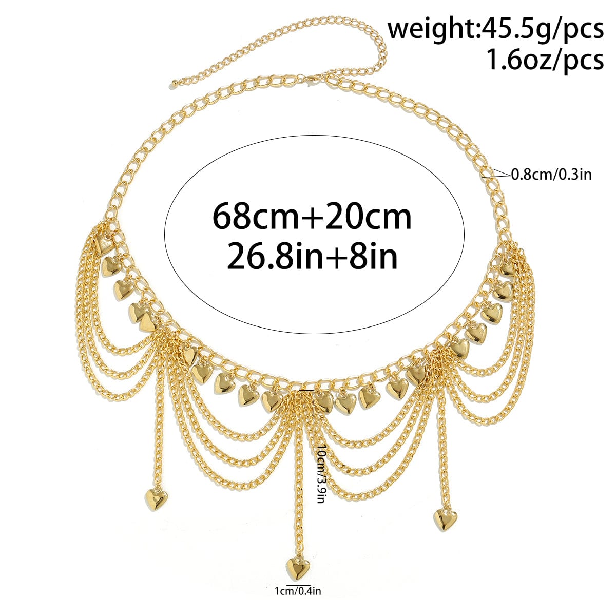 Trendy Layered Heart Star Butterfly Ball Tassel Curb Waist Chain - ArtGalleryZen