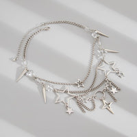 Thumbnail for Trendy Layered Hollow Star Tassel Crystal Stone Chain Necklace - ArtGalleryZen