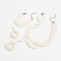 Thumbnail for Trendy Layered Pearl Chain Necklace Bracelet Earrings Set - ArtGalleryZen