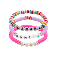 Thumbnail for Trendy Layered Polymer Clay Letter Stackable Bracelet Set - ArtGalleryZen