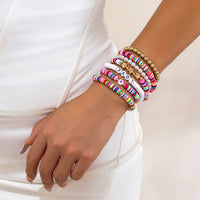Thumbnail for Trendy Layered Polymer Clay Star Love Pearl Chain Stackable Bracelet Set - ArtGalleryZen