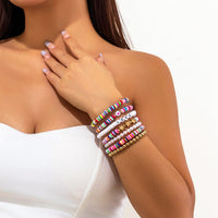 Thumbnail for Trendy Layered Polymer Clay Star Love Pearl Chain Stackable Bracelet Set - ArtGalleryZen