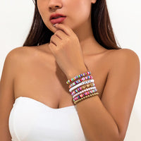 Thumbnail for Trendy Layered Polymer Clay Star Love Pearl Chain Stackable Bracelet Set - ArtGalleryZen
