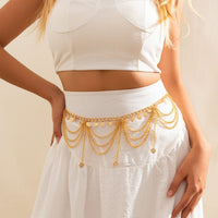 Thumbnail for Trendy Layered Relief Coin Tassel Curb Waist Chain - ArtGalleryZen