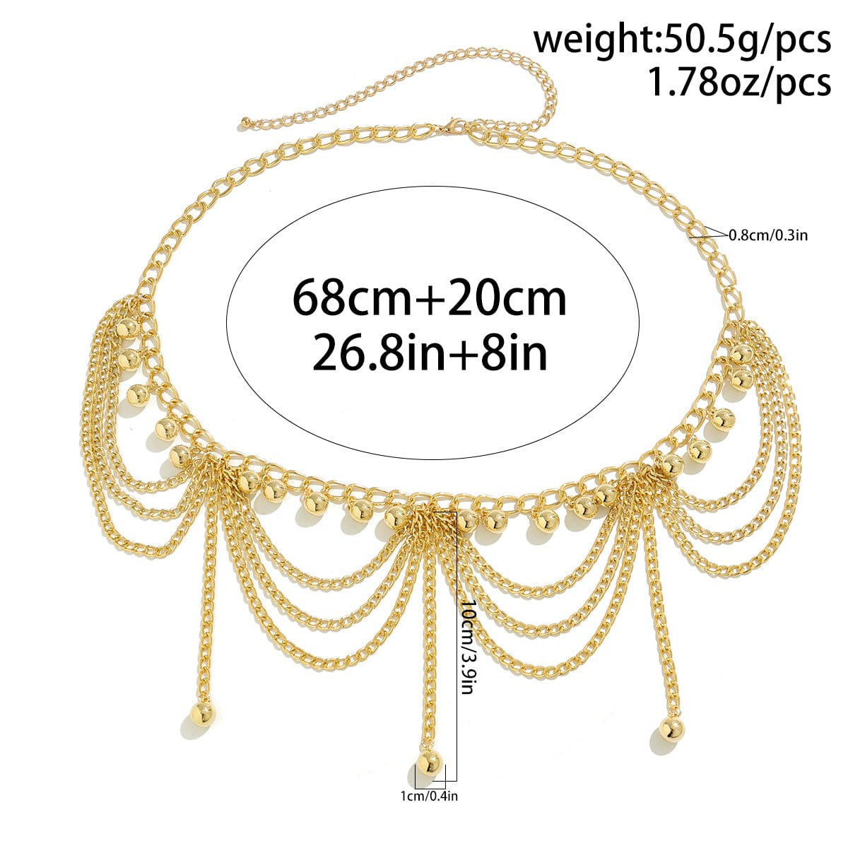 Trendy Layered Relief Coin Tassel Curb Waist Chain - ArtGalleryZen