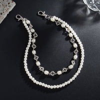 Thumbnail for Trendy Layered Rhinestone Inlaid Lucky Clover Pearl Trouser Chain - ArtGalleryZen