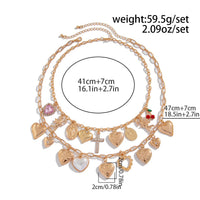 Thumbnail for Trendy Layered Rhinestone Pearl Inlaid Heart Cross Pendant Necklace Set - ArtGalleryZen