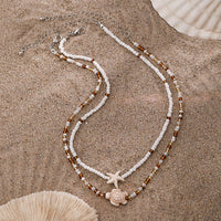Thumbnail for Trendy Layered Starfish Turtle Seed Bead Necklace Set - ArtGalleryZen