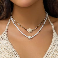 Thumbnail for Trendy Layered Starfish Turtle Seed Bead Necklace Set - ArtGalleryZen