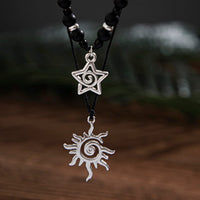 Thumbnail for Trendy Layered Sun Star Pendant Wax Cord String Necklace Set - ArtGalleryZen