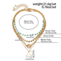 Thumbnail for Trendy Layered Toggle Clasp Round Disk Pendant Crystal Stone Necklace Set - ArtGalleryZen