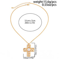 Thumbnail for Trendy Pearl Inlaid Cross Pendant Choker Necklace - ArtGalleryZen
