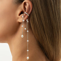 Thumbnail for Trendy Pearl Long Chain Tassel Ear Cuff Earring - ArtGalleryZen