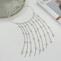 Thumbnail for Trendy Saturn Chain Tassel Crystal Beaded Necklace - ArtGalleryZen
