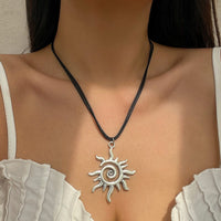 Thumbnail for Trendy Sun Pendant Wax Cord String Necklace - ArtGalleryZen
