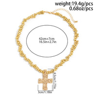 Thumbnail for Trendy Textured Cross Pendant Irregular Beaded Chain Necklace - ArtGalleryZen