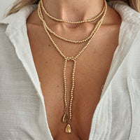 Thumbnail for Trendy Waterdrop Pendant Beaded Long Chain Necklace - ArtGalleryZen