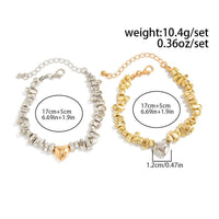 Thumbnail for Two Tone Heart Charm Irregular Beaded Bracelet Set Gold Silver - ArtGalleryZen