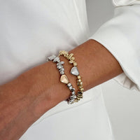 Thumbnail for Two Tone Heart Charm Irregular Beaded Bracelet Set Gold Silver - ArtGalleryZen