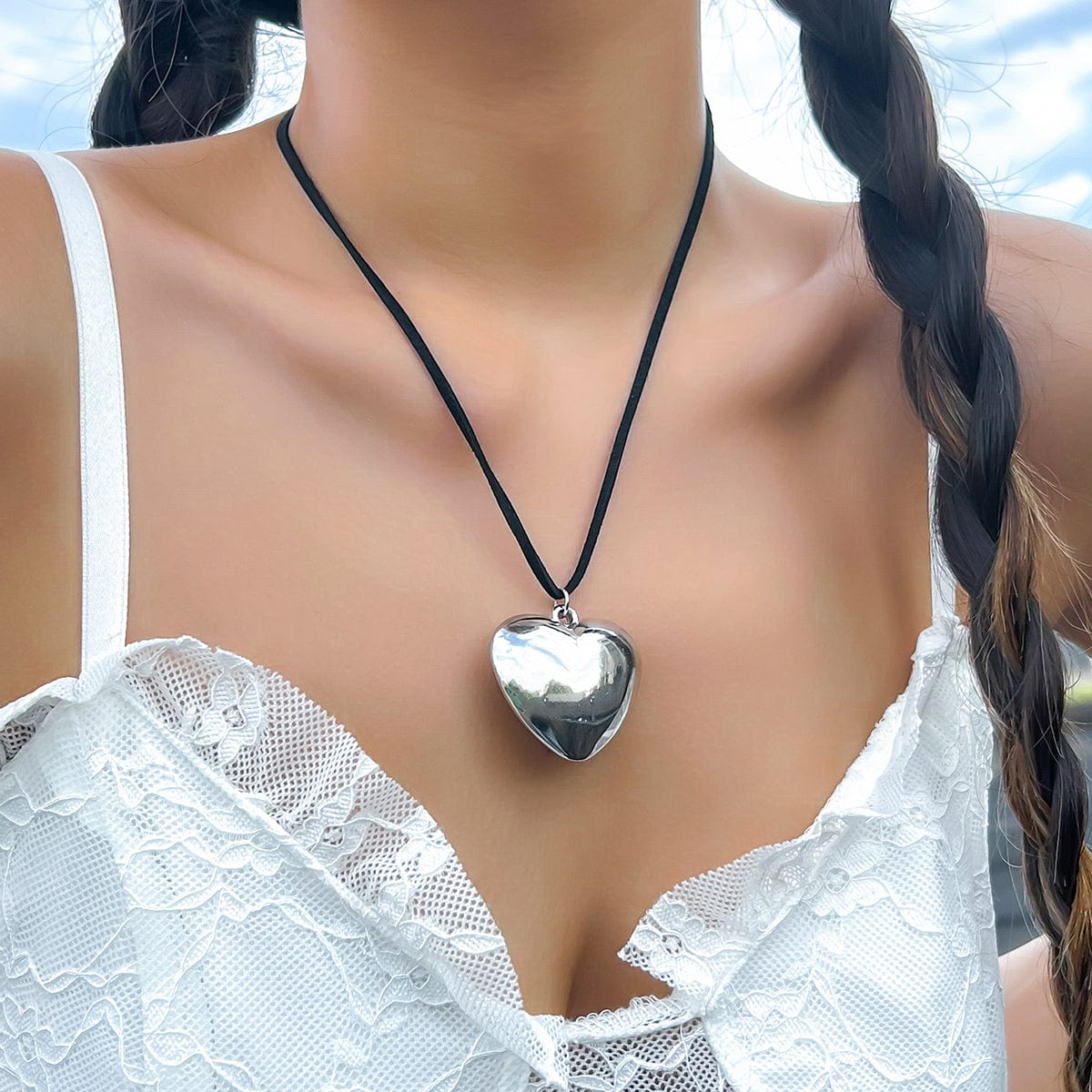 Velvet Cord String Heart Pendant Necklace - ArtGalleryZen