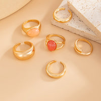 Thumbnail for Vintage 6pcs Crystal Inlaid Glossy Open Ring Set - ArtGalleryZen