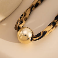 Thumbnail for Vintage Ball Charm Leopard Choker Necklace - ArtGalleryZen