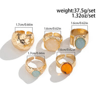 Thumbnail for Vintage Chunky Crystal Inlaid Textured Open Ring Set - ArtGalleryZen