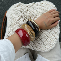 Thumbnail for Vintage Chunky Gold Foil Resin Bangle Bracelet Set - ArtGalleryZen