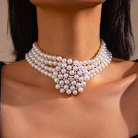 Thumbnail for Vintage Chunky Layered Pearl Beaded Necklace Bracelet - ArtGalleryZen